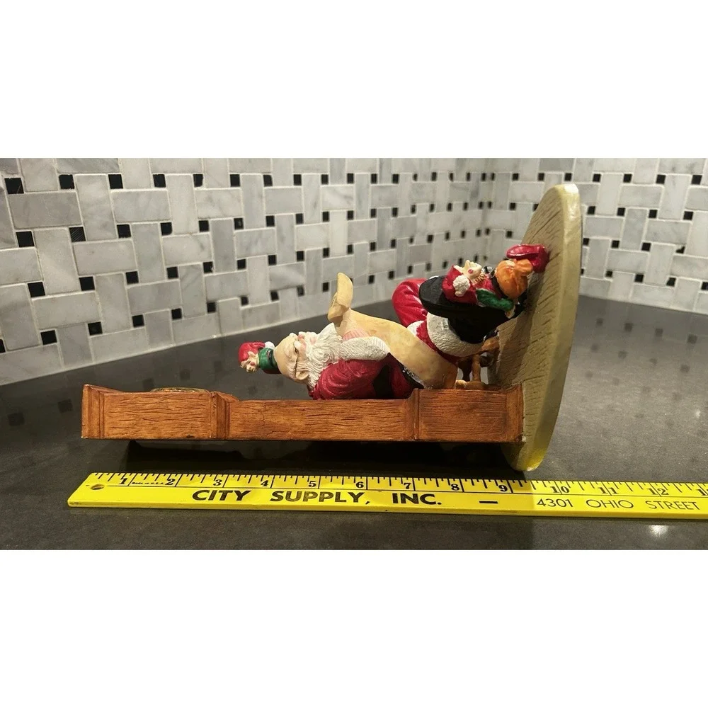 Vintage 1995 Howard Miller Clock Santa Claus Christmas Checkin It Twice WORKING!